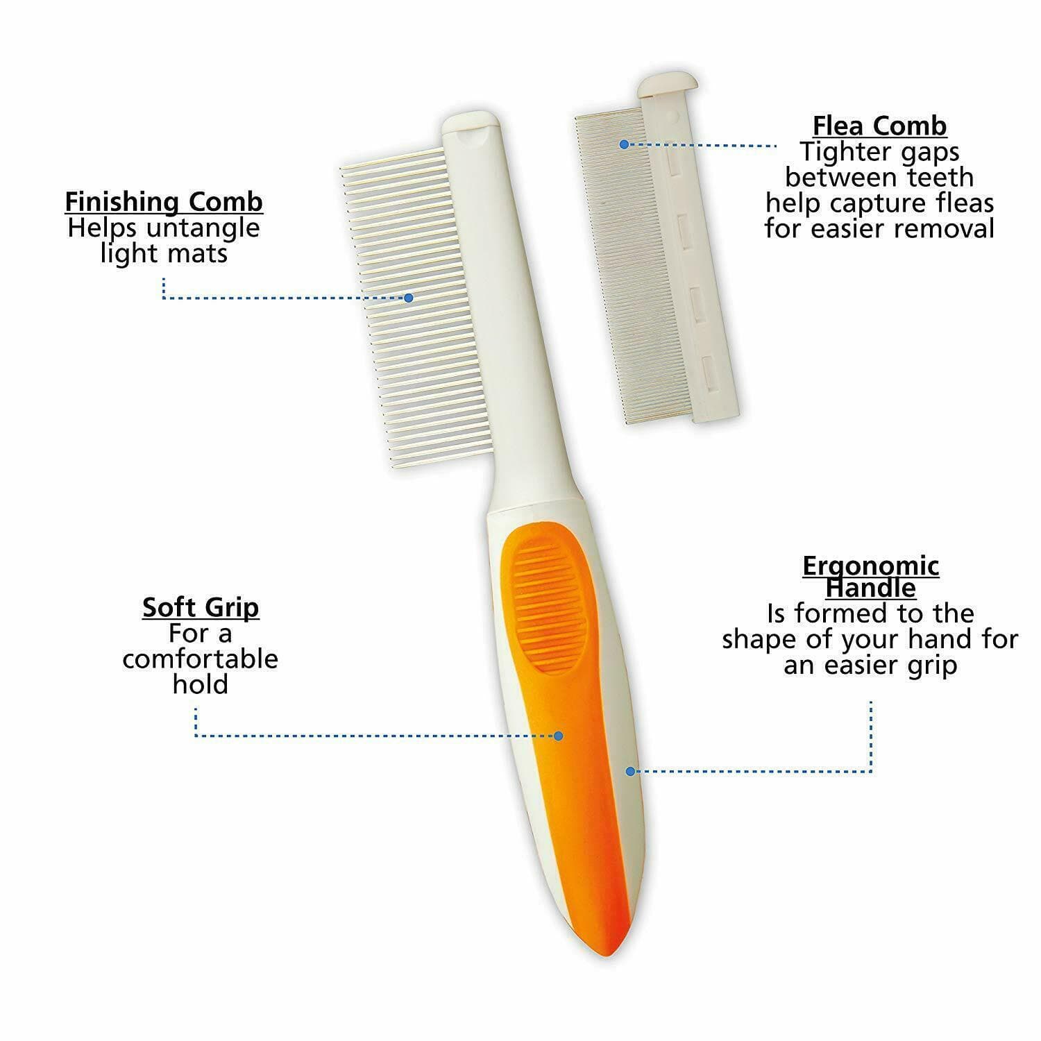 Wahl 2-in-1 Flea/Finishing Pet Comb to detect fleas, flea eggs, ticks - New 4