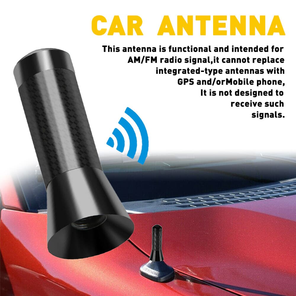 Carbon Fiber Car Radio Stereo Antenna Stealth FM AM Short For Truck Motorcycle 6