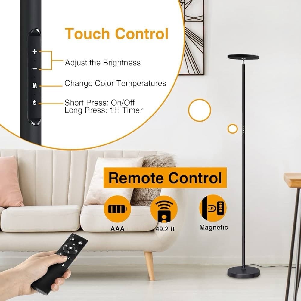  Floor Lamp, 30W/3000LM LED Modern Torchiere Sky Lamp, Super Bright Dimmable  3