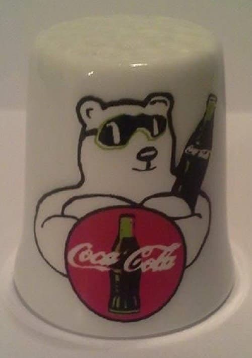 Charming Coke Polar Bear Collectible Porcelain Thimble