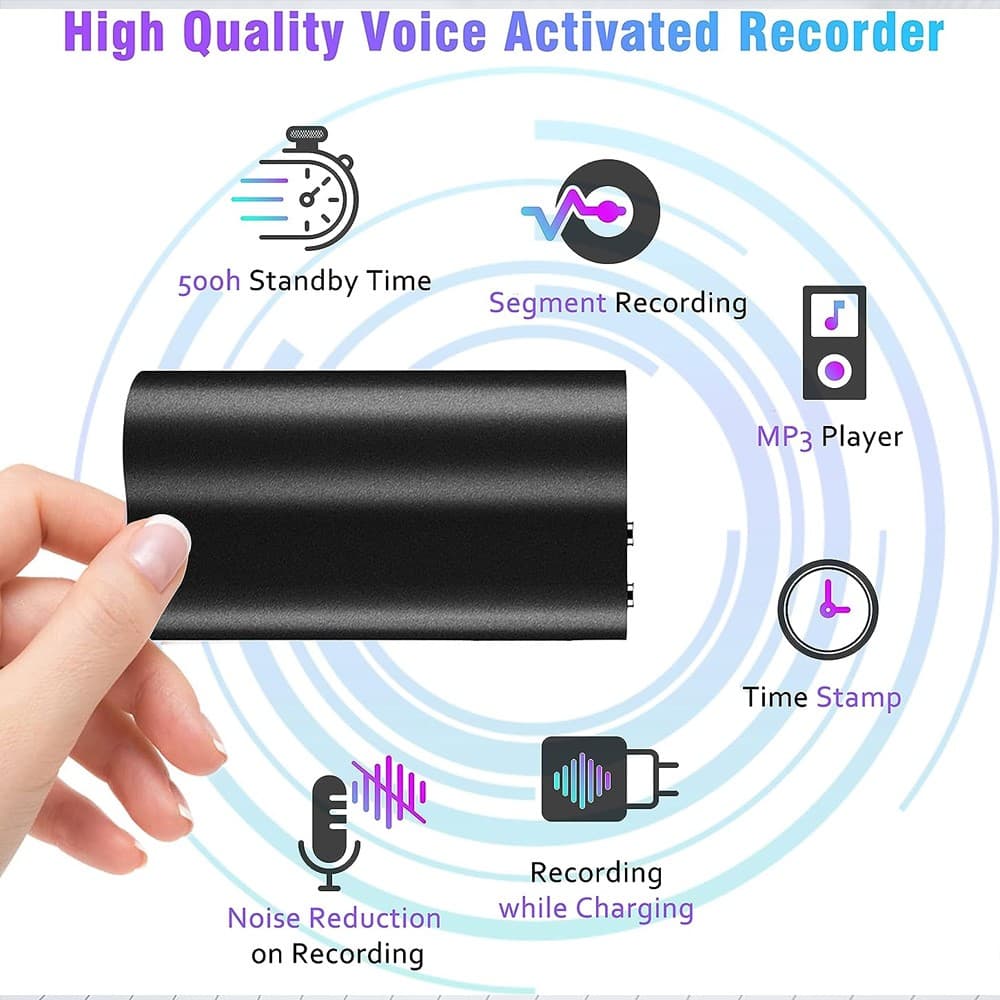 Voice Activated Recorder 16GB 240 Hr Spy Mini MP3 Digital Audio Recording Device 3
