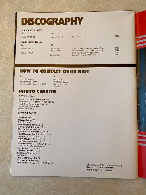 Vintage Quiet Riot Metal Mania 1984 Robus Books Photo Book w/ Fold-Out Poster 3