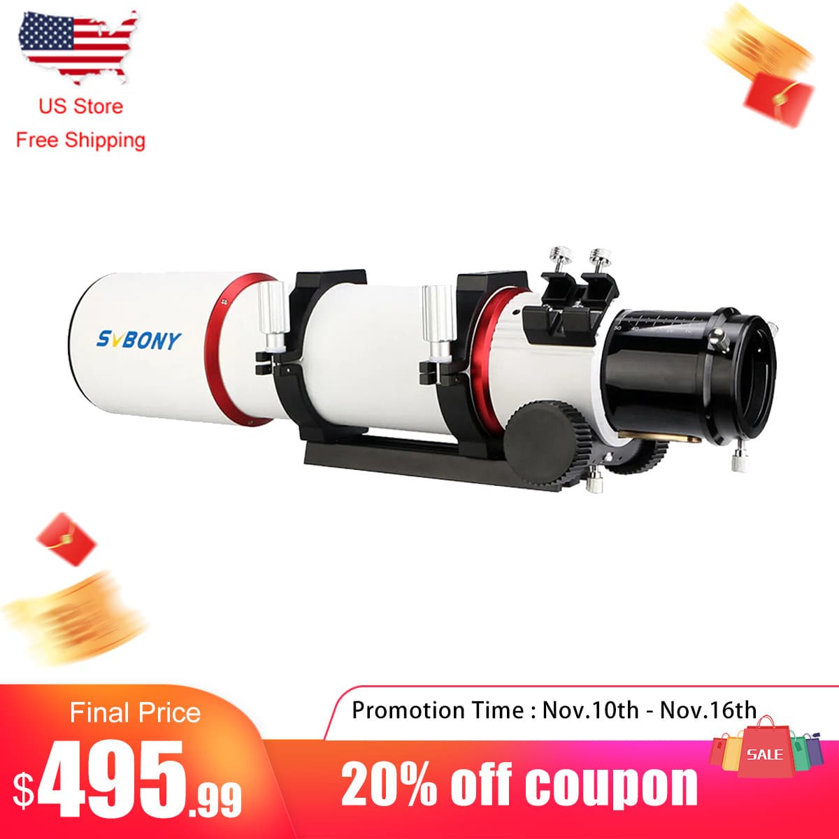 SVBONY SV550 Astronomical Telescope 80mm Refractor OTA Triplet APO for Deep Sky