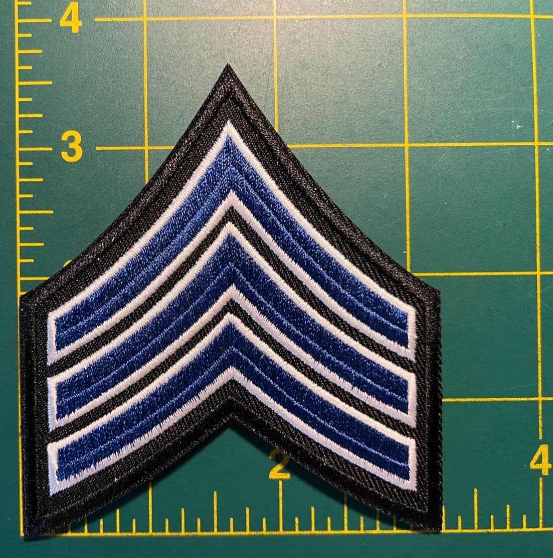 sergeant rank patch 3.5" tall chevron police patch 3 stripe Sergeant stripes 2