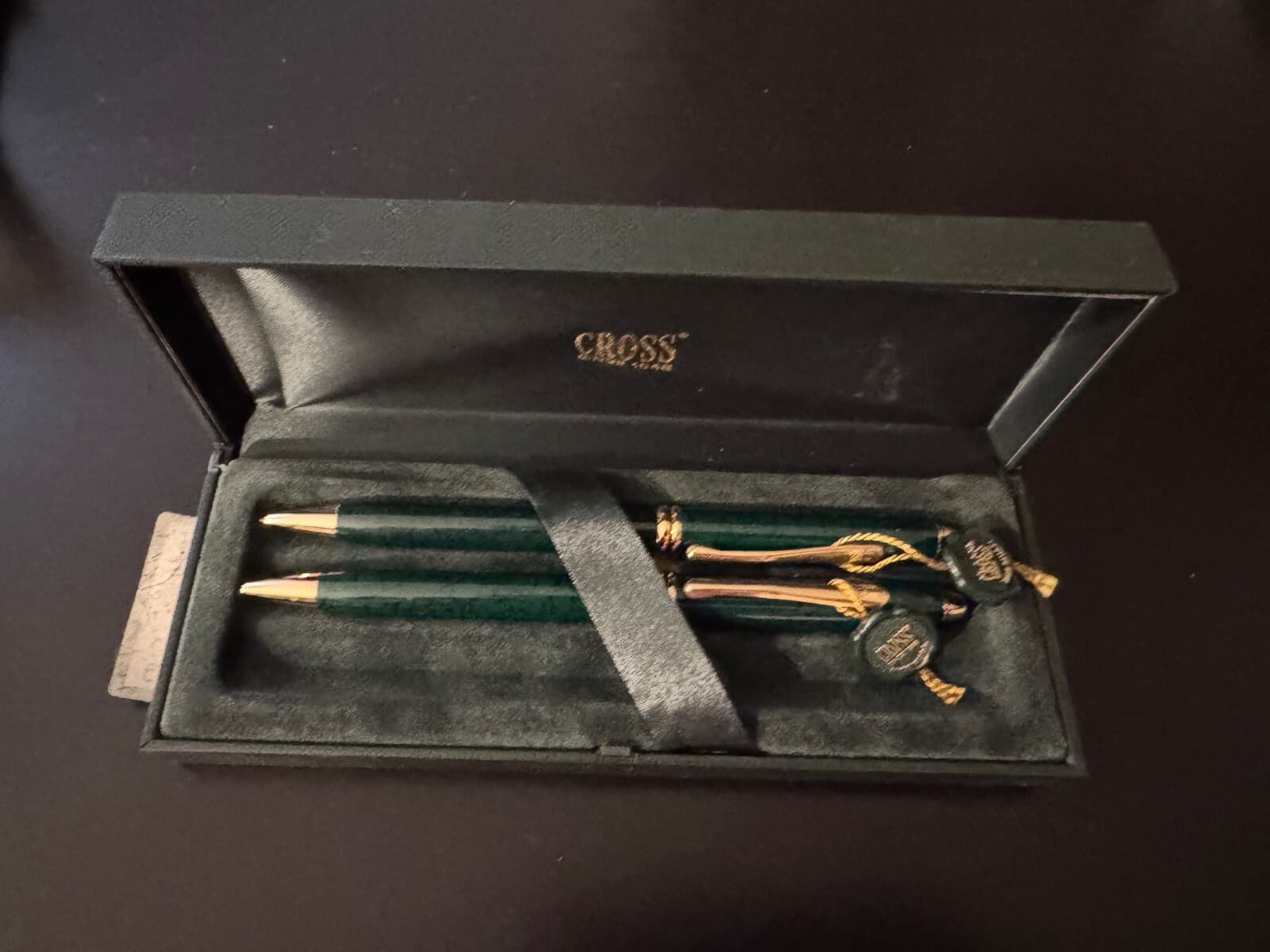 Vintage CROSS Green Marble Ballpoint Pen set #612 BA 2