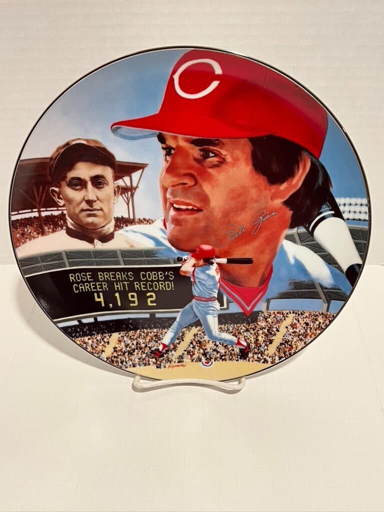 Hand Signed Pete Rose 1985 Limited Edition Gartan 10 1/2" Plate