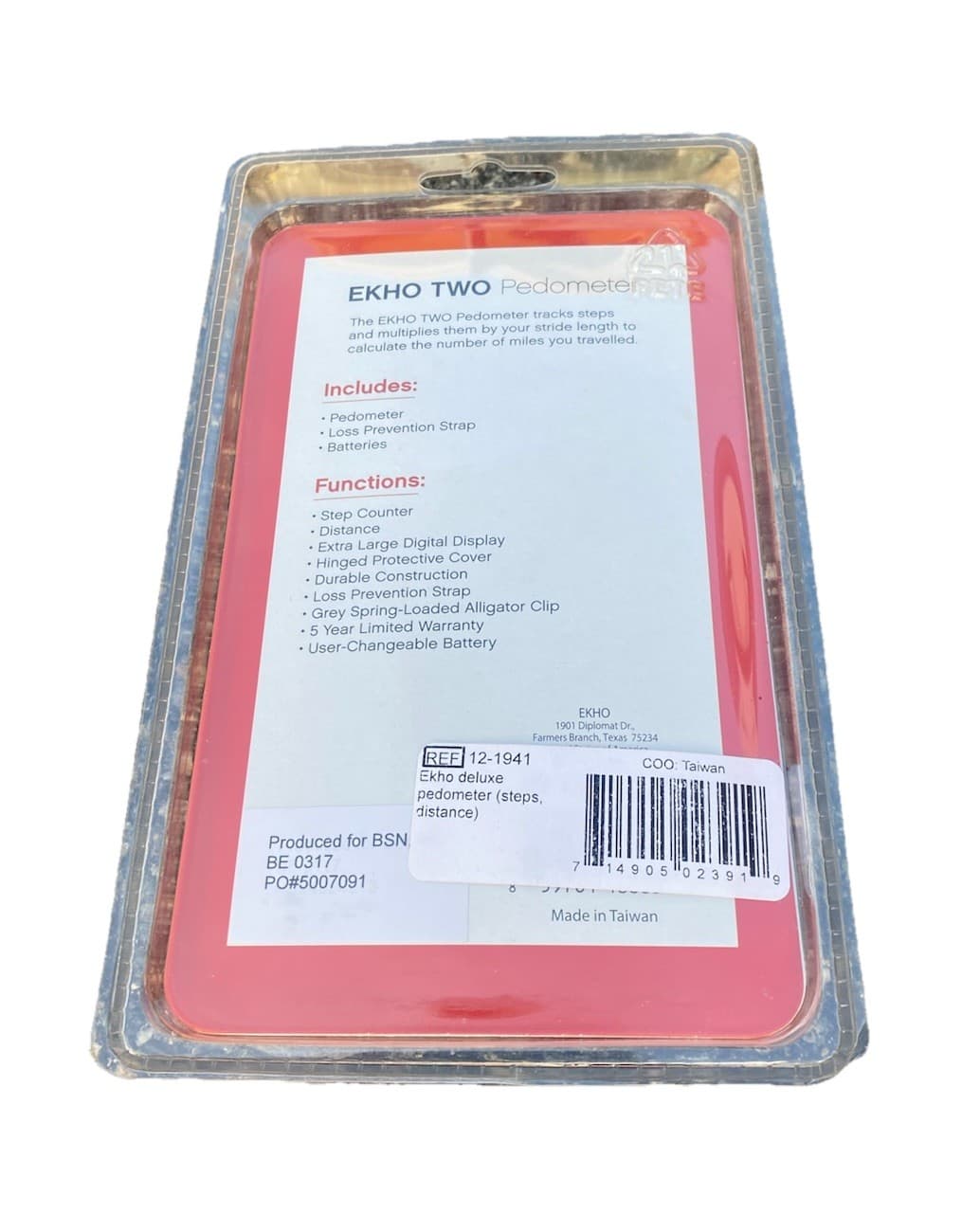 EKHO Two Pedometer w/ Step Counter, Distance, Digital Display New Sealed 2