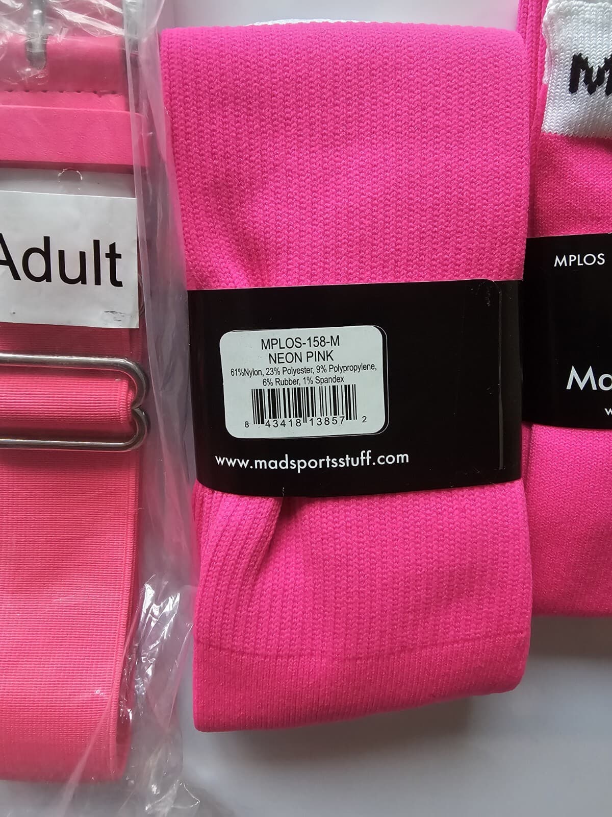 Madsports Stuff MPLOS Youth Medium Neon Pink Baseball Socks & Belts 2 Set New 3