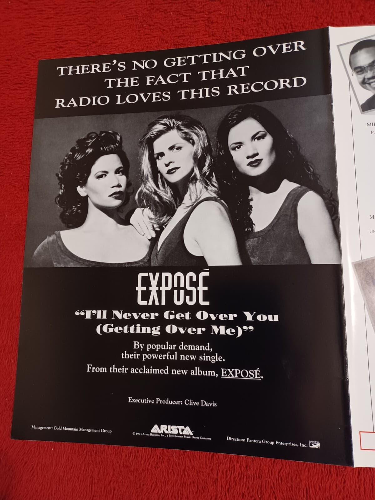 EXPOSE - 1993 US Two(2) Full-Page Ads 'I'll Never Get Over You' Single HITS Mag. 2