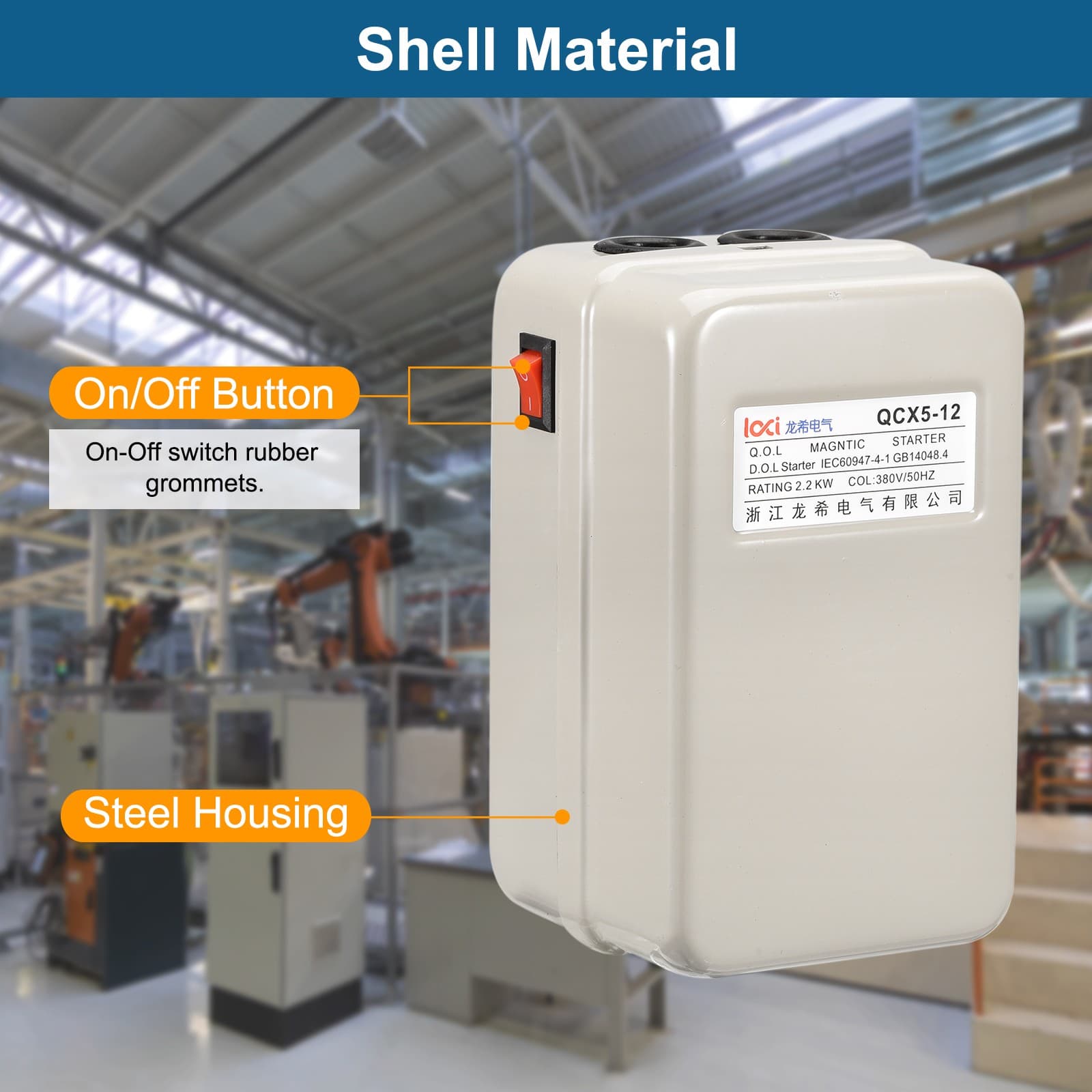 Magnetic Electric Motor Starter, 380V 2.2KW 3HP,  3 Phase Electric Starter 3