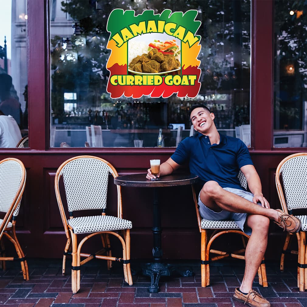 Food Truck Decals Jamaican Curried Goat Restaurant & Food Concession Sign Yellow 3