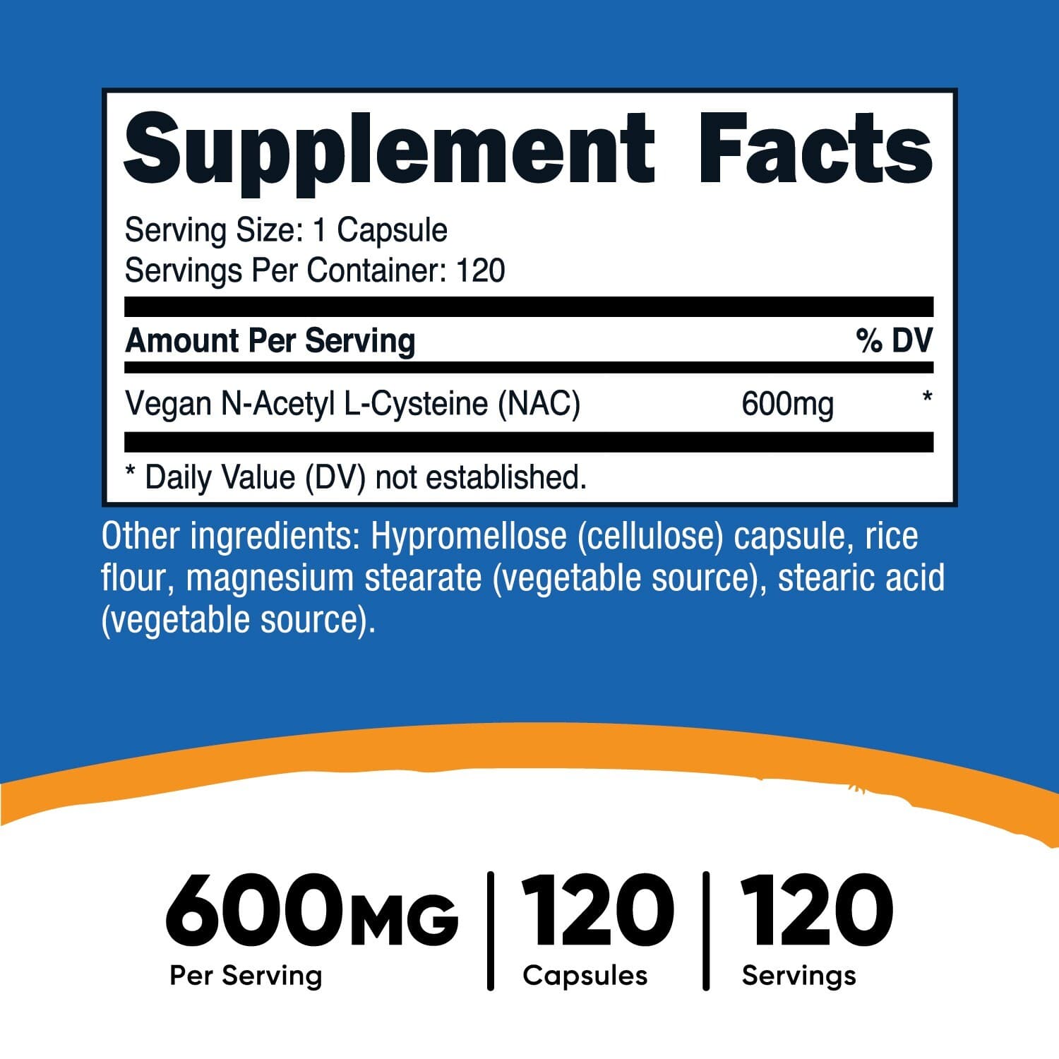 Nutricost N-Acetyl L-Cysteine (NAC) 600mg, 120 Vegan Capsules - Non-GMO 2