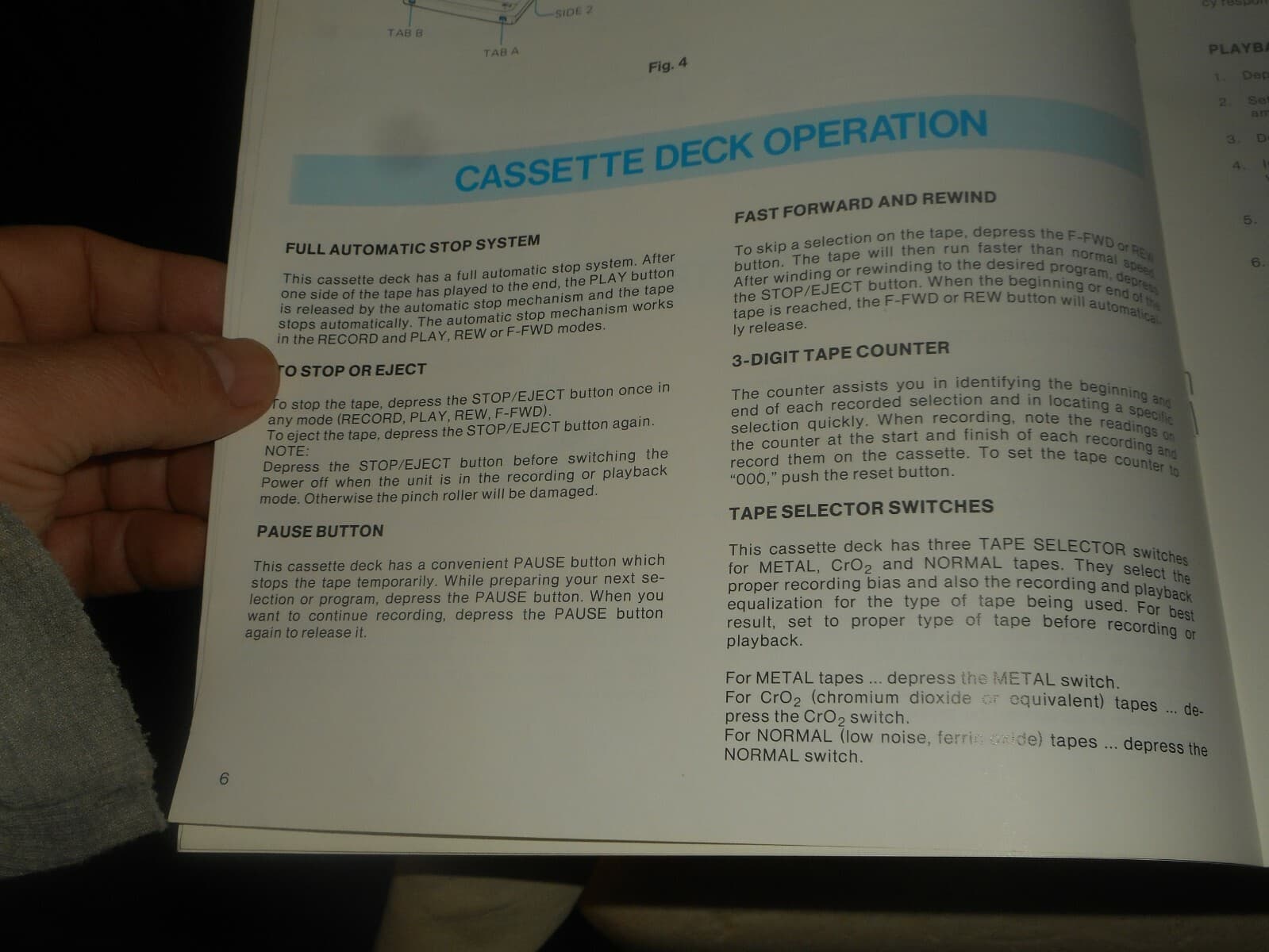 FISHER CR-127 Stereo Cassette Deck Operating Instructions Manual 1982 6