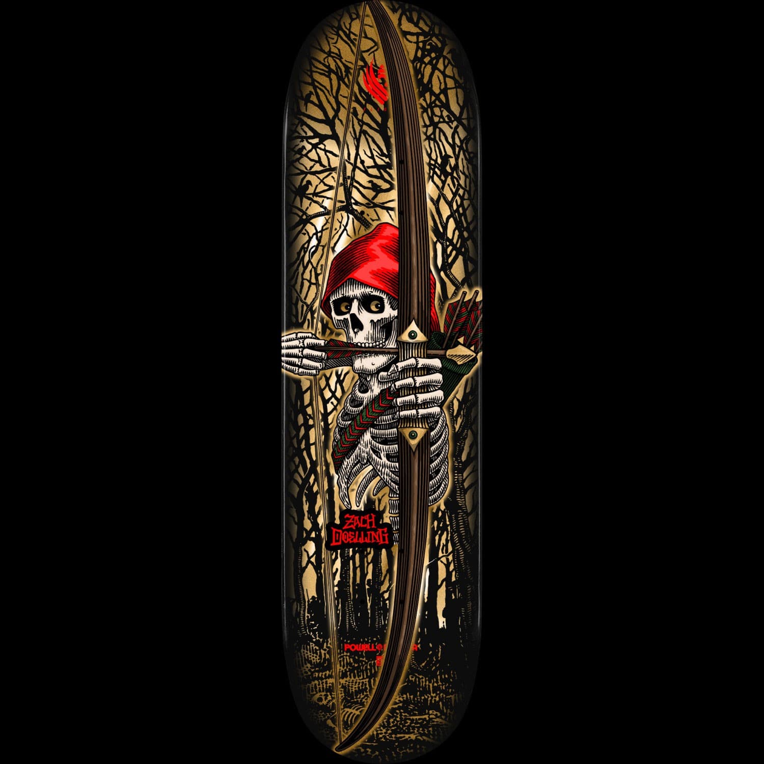 Powell Peralta Skateboard Deck Flight Zach Doelling Archer Twin Gold Foil 8.3"  5