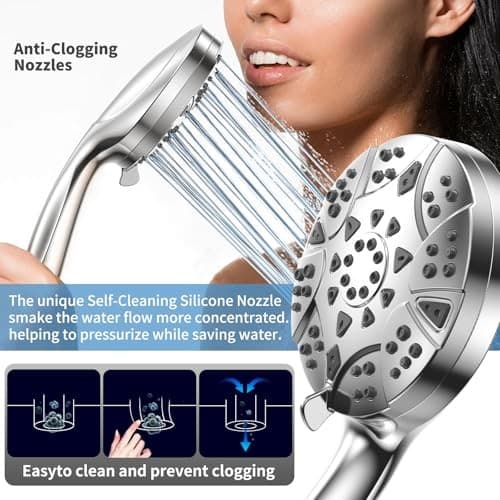 High Pressure 8-mode 5'' Handheld Shower Head with 5 ft Stainless Steel Hose  5