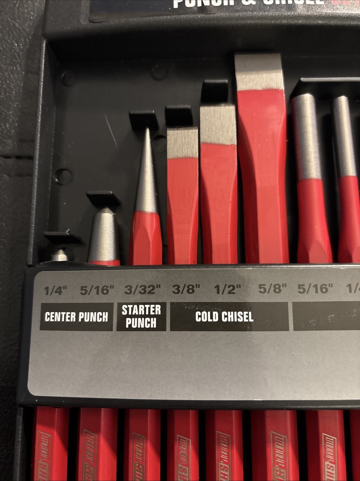 12 PC Punch & Chisel Set Cold Chisel Center Starter Pin Punch Heavy Metal W/Case 2