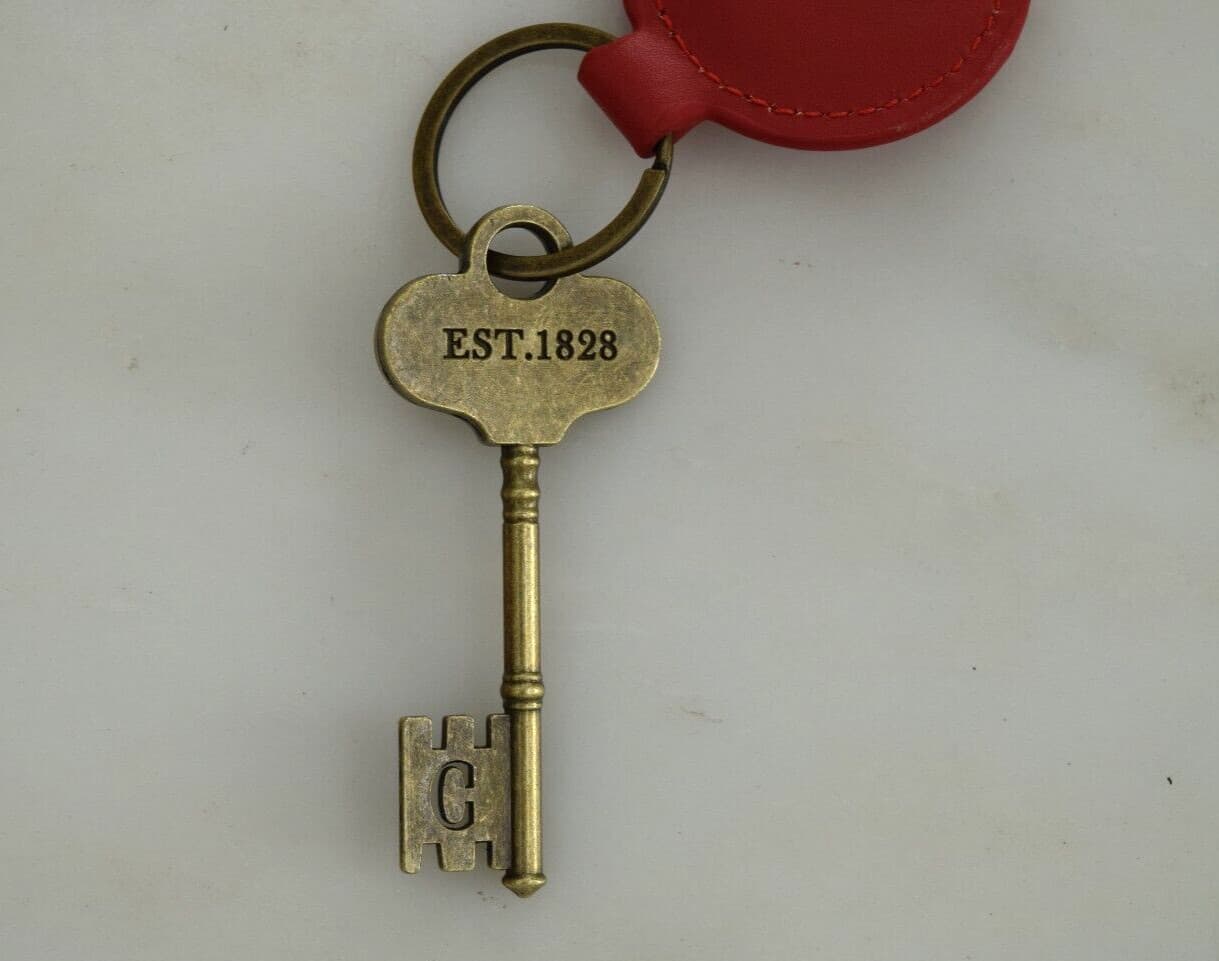 Crockfords Las Vegas Est. 1828 Golden Brass Key Keychain - Red Leather Tag *NEW* 3