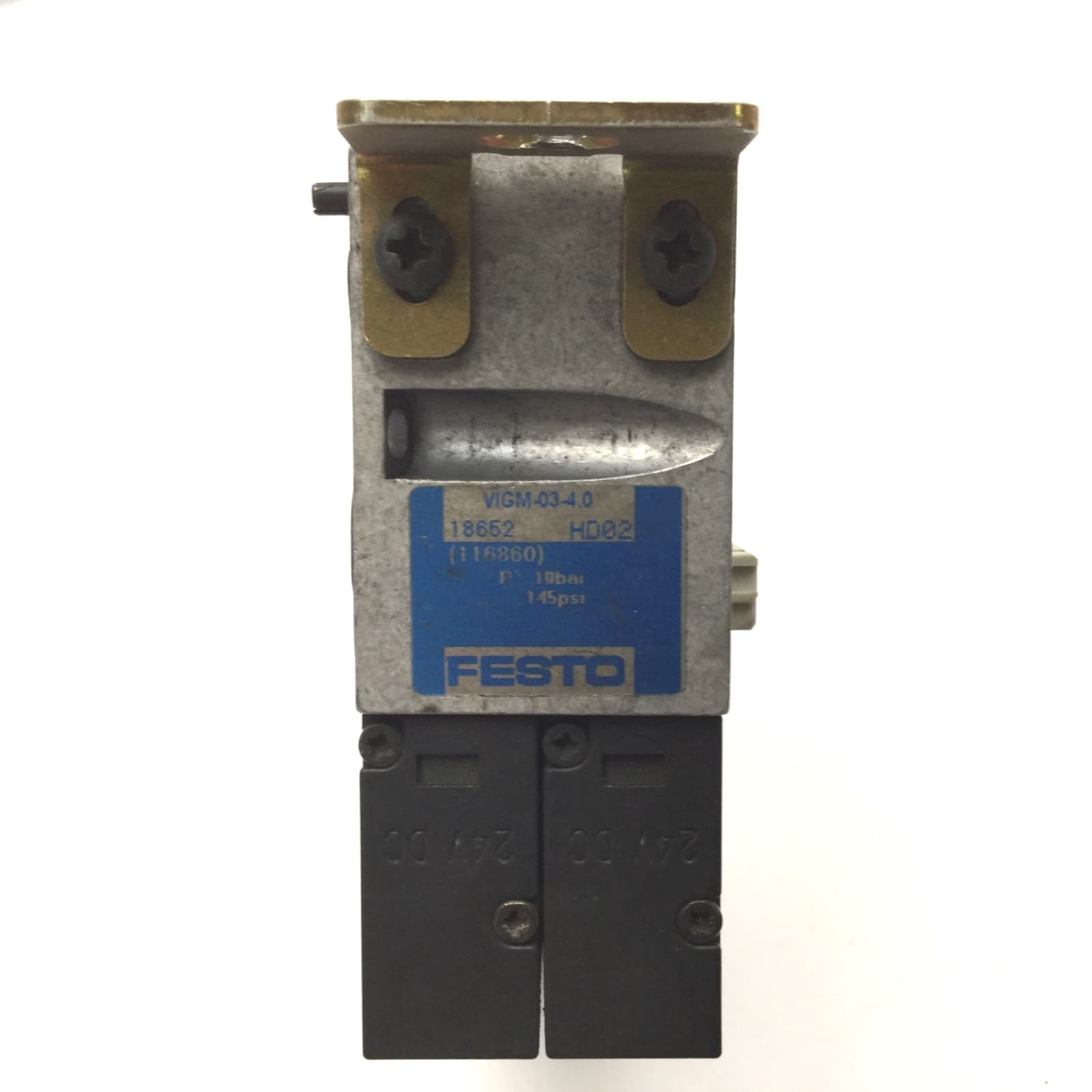 2x Festo MT2H-5/2-4,0-L-S-VI Solenoid Valves On Festo VIGM-03-4,0 Manifold Block 5
