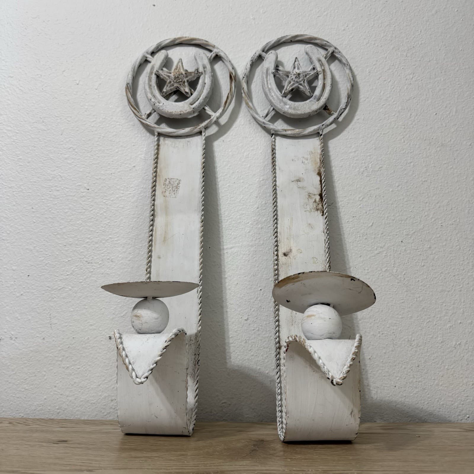 Texas Star Western Candle Wall Sconces Set Of 2 Rustic White Washed Farmhouse 3