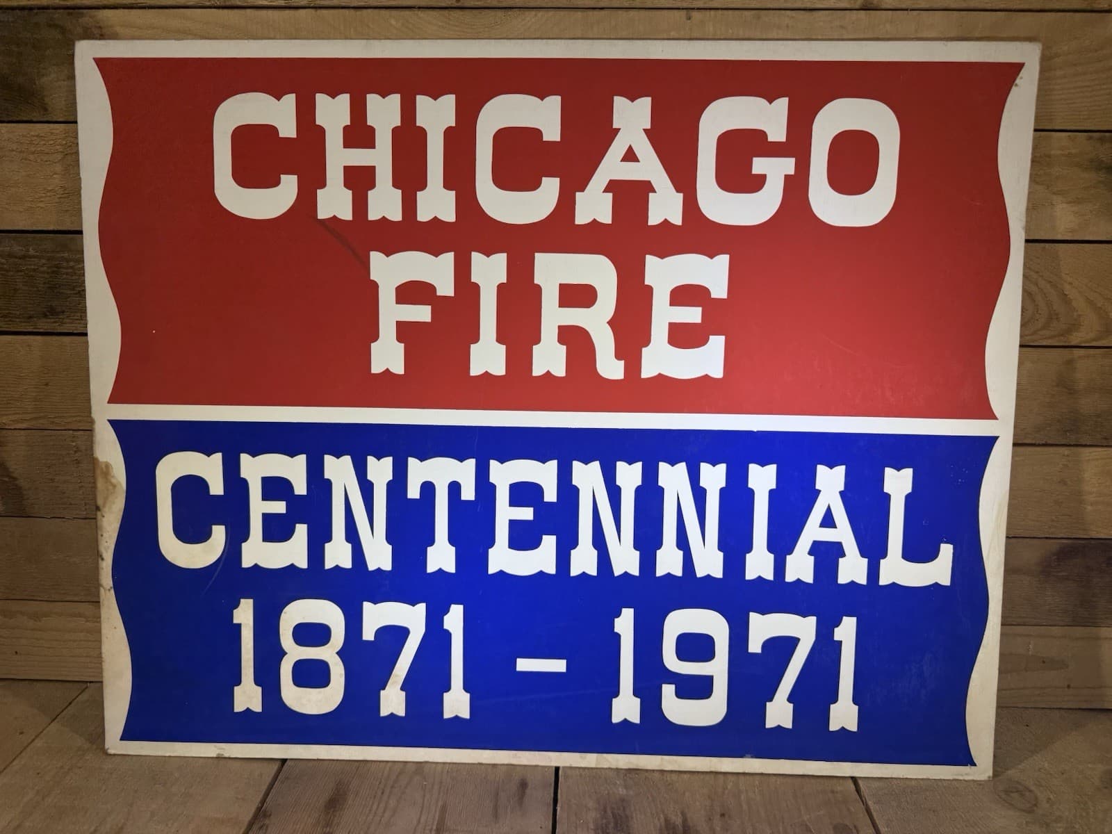 SUPER RARE VINTAGE - Chicago Fire Centennial 1871-1971 Poster Sign