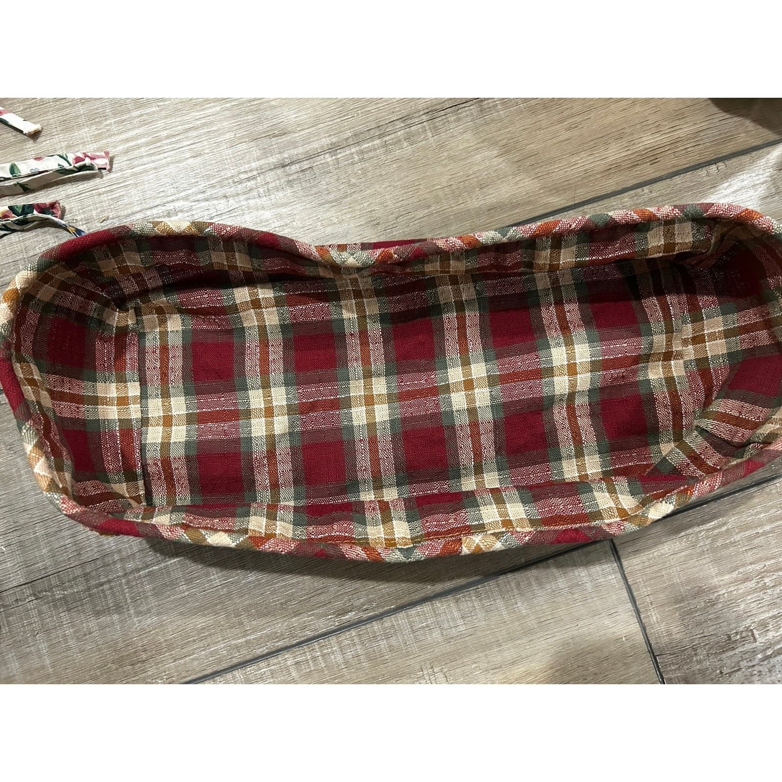 Longaberger BREAD Basket Liner ORCHARD PARK PLAID stripe Fabric fall