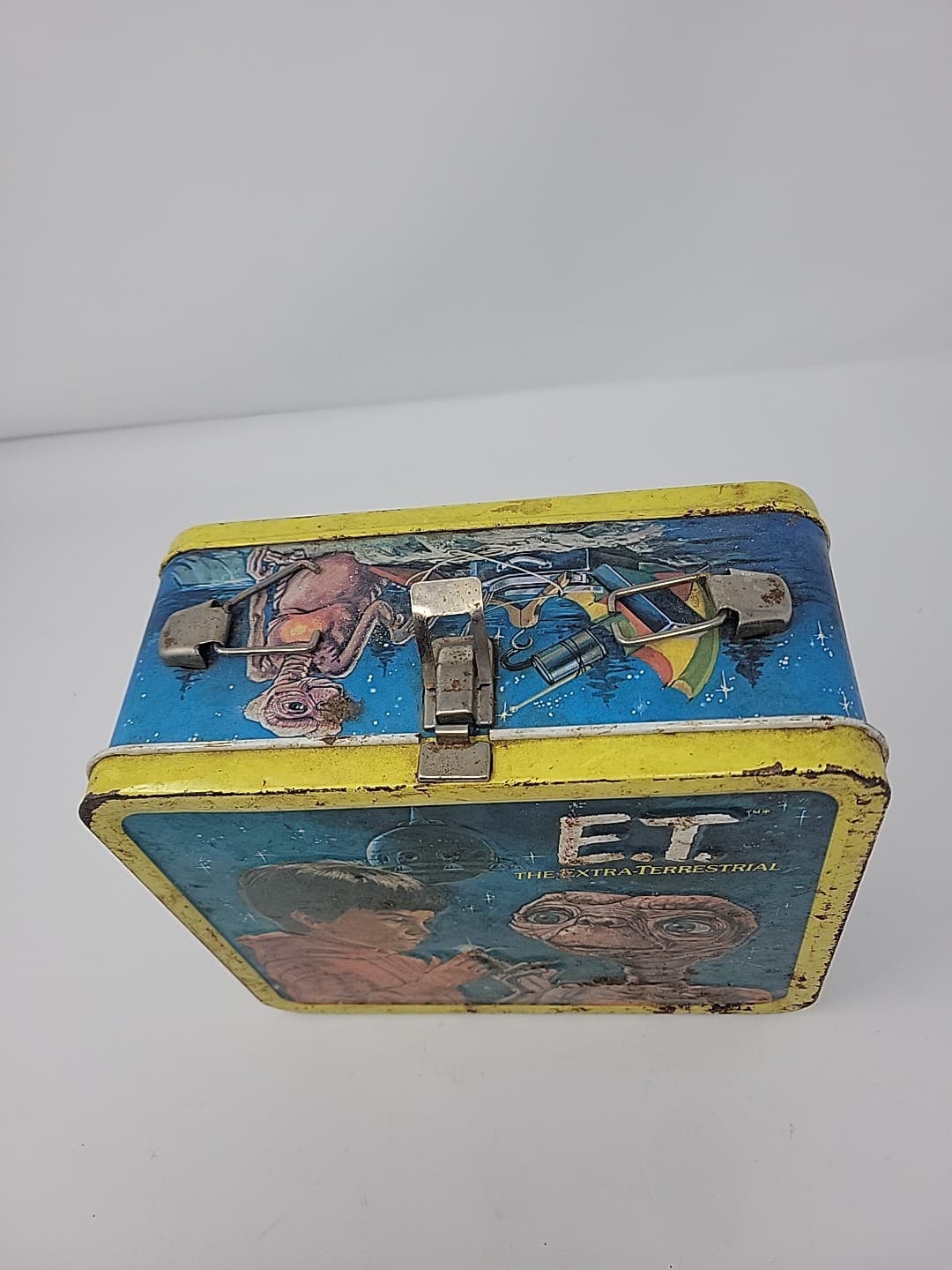 Vintage E.T. Lunch Box Metal 1982 Aladdin No Thermos Movie Extra Terrestrial 2