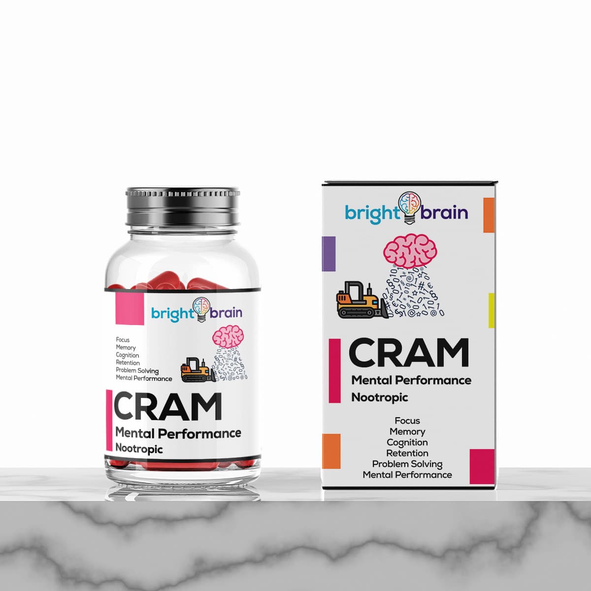 Bright Brain Cram | Award Winning Nootropic Supplement For Cramming, studying + 2