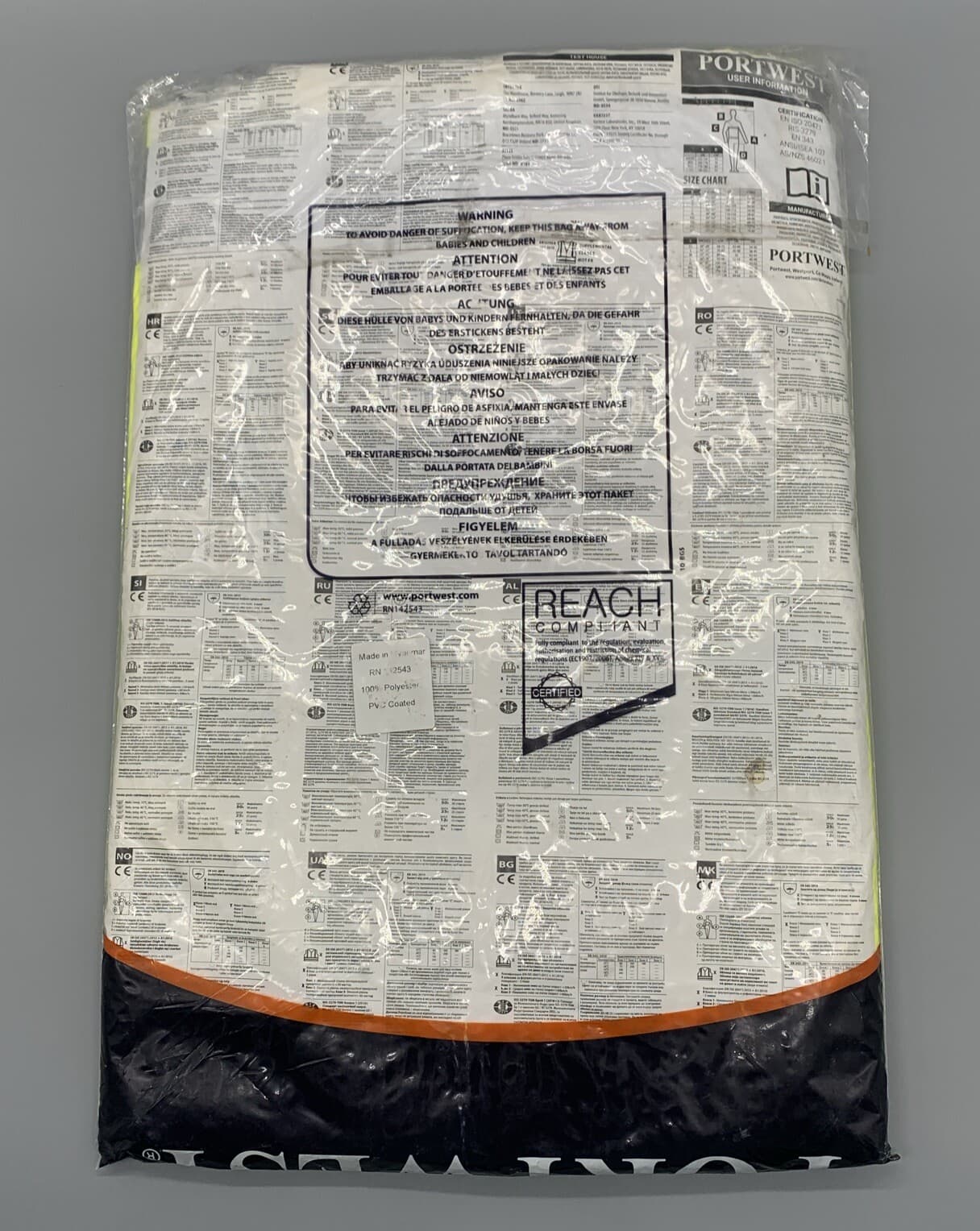 Portwest H441 Lightweight Waterproof Rain Pants XL Reflective Tape Hi-Vis 5