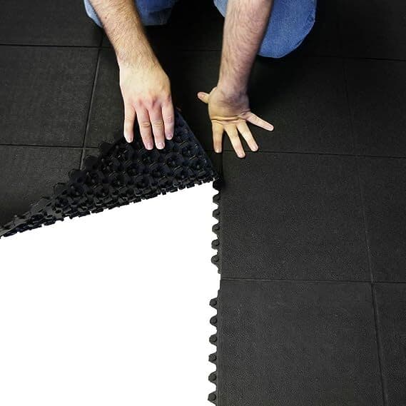 Rubber-Cal "Revolution Diamond-Plate" Interlocking Rubber Tiles 5/8 x 36 x 36 in 5