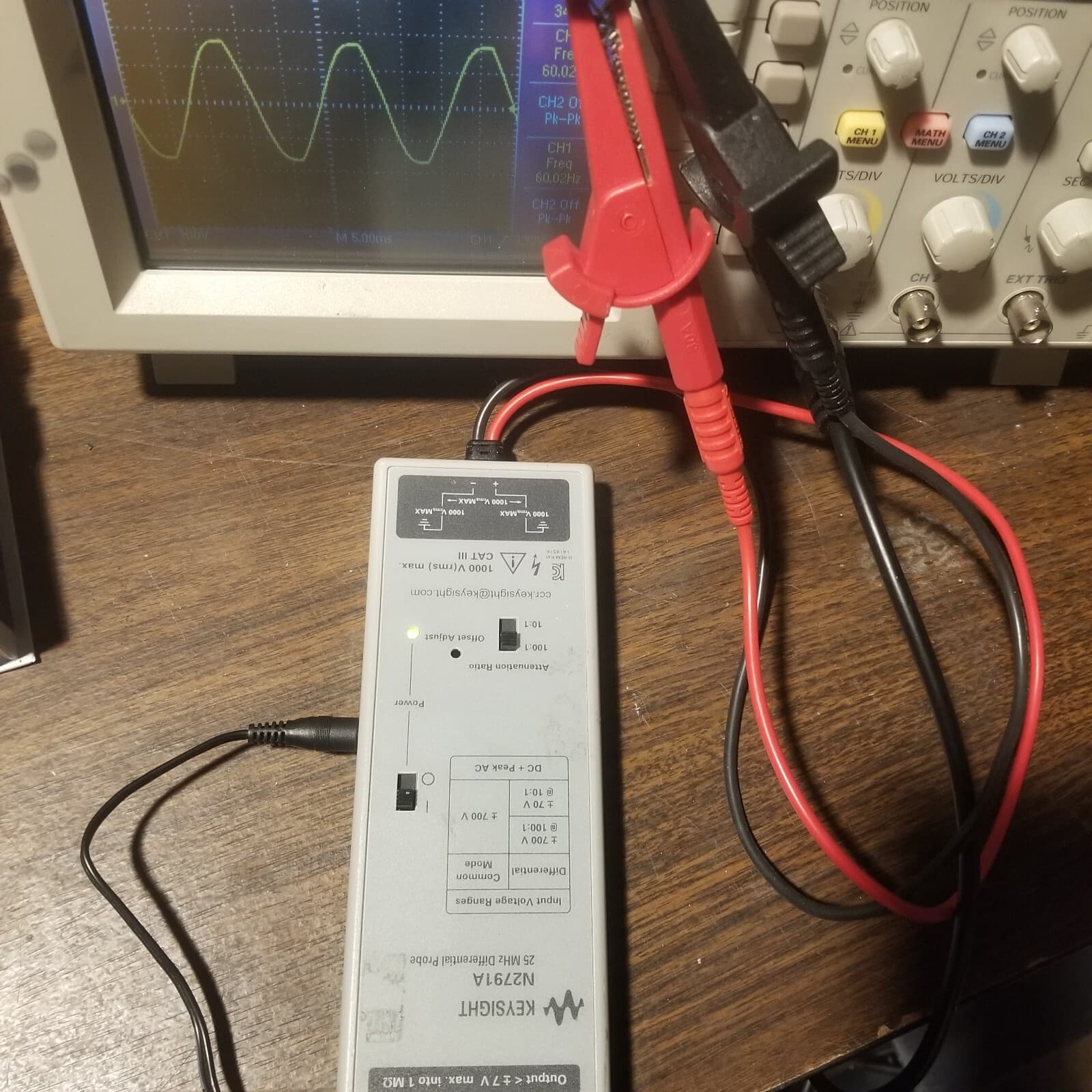 Differential High voltage Oscilloscope probe 700V, 25MHz TESTED Keysight N2791A 6