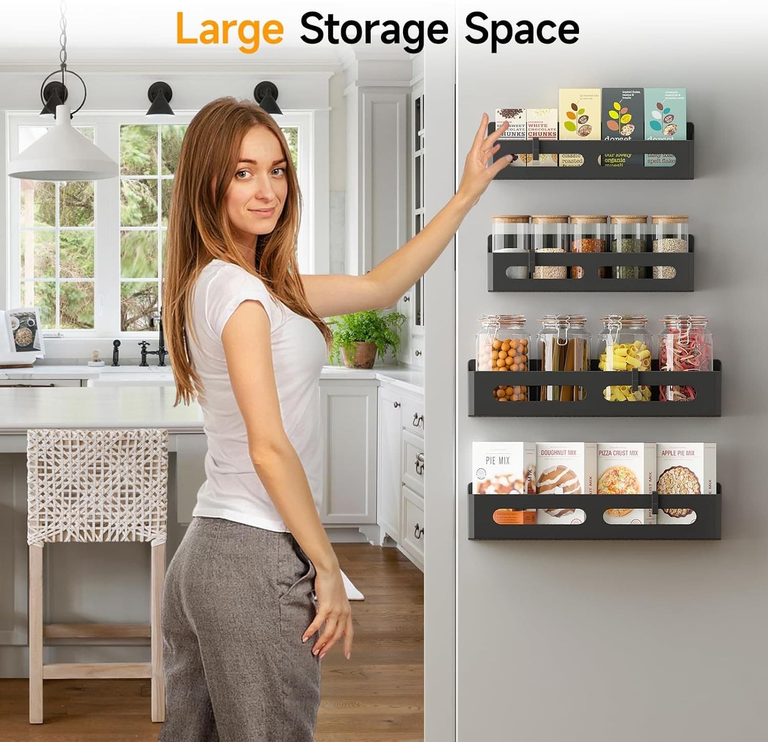 4 Pack Magnetic Spice Rack for Refrigerator, Spice Rack Organizer, Moveable Magn 3