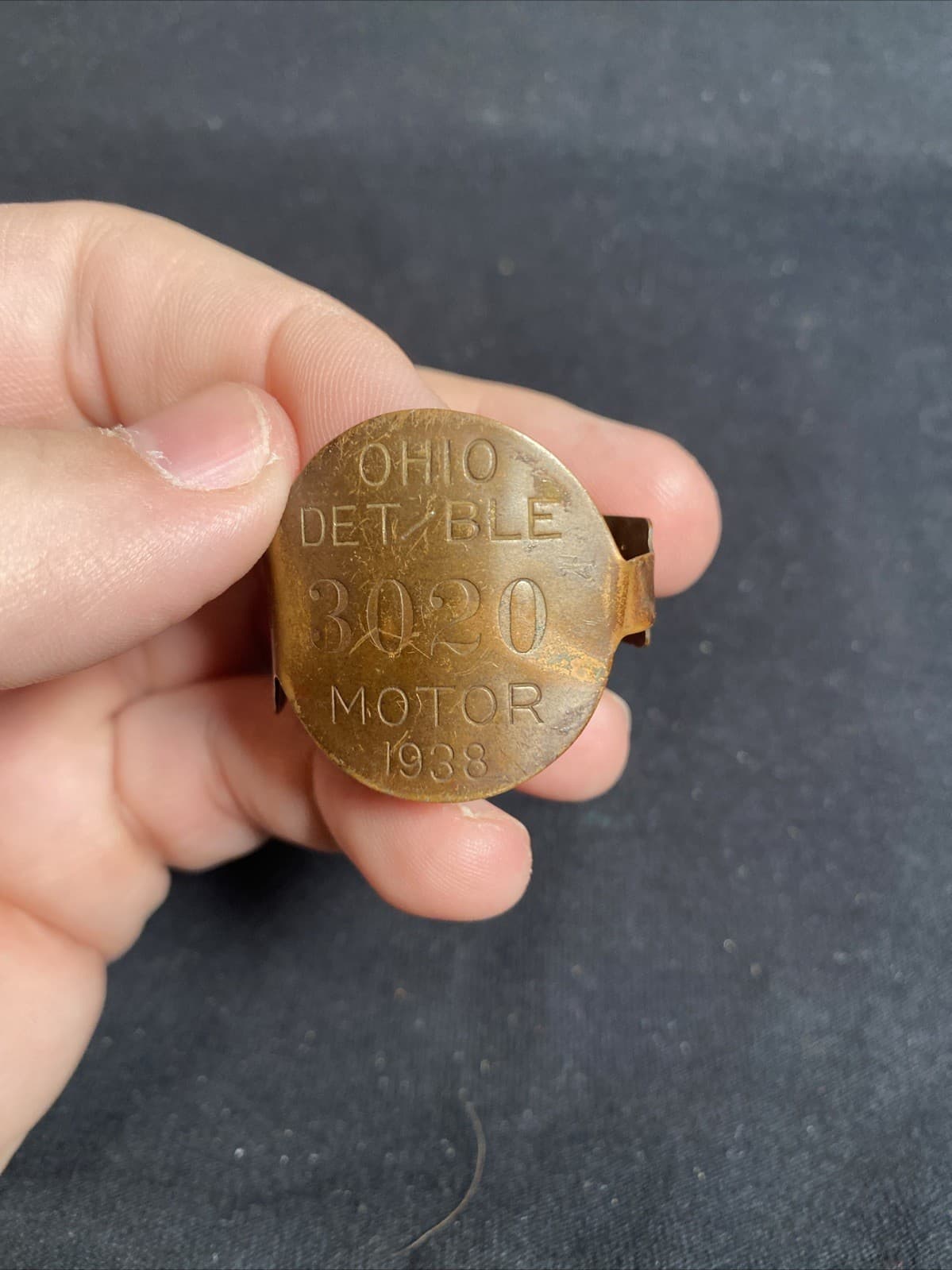 Vintage Rare Ohio Conservation Motor Tag 1938 Outboard Copper 6