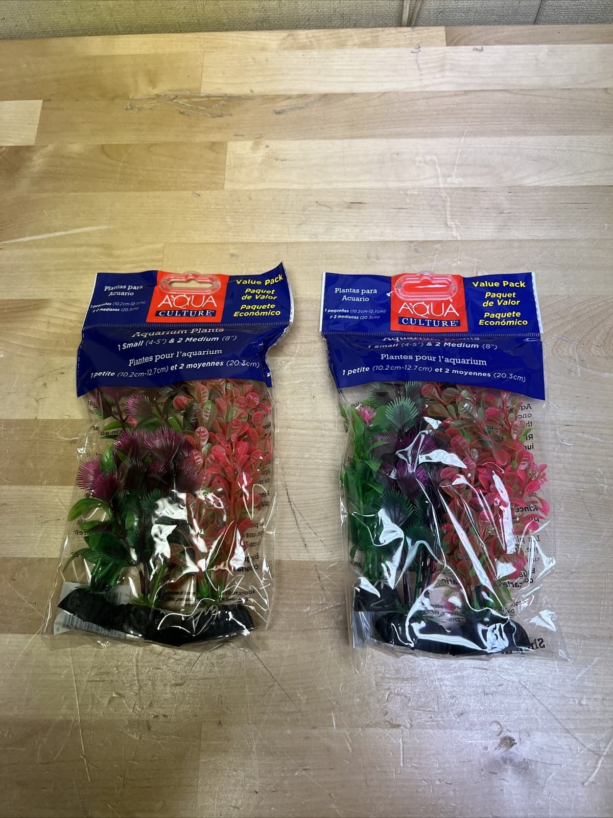 3 Pack Each Aqua Culture Aquarium Plants 1 Small (4-5") 2 Medium (8") (6 TOTAL) 2