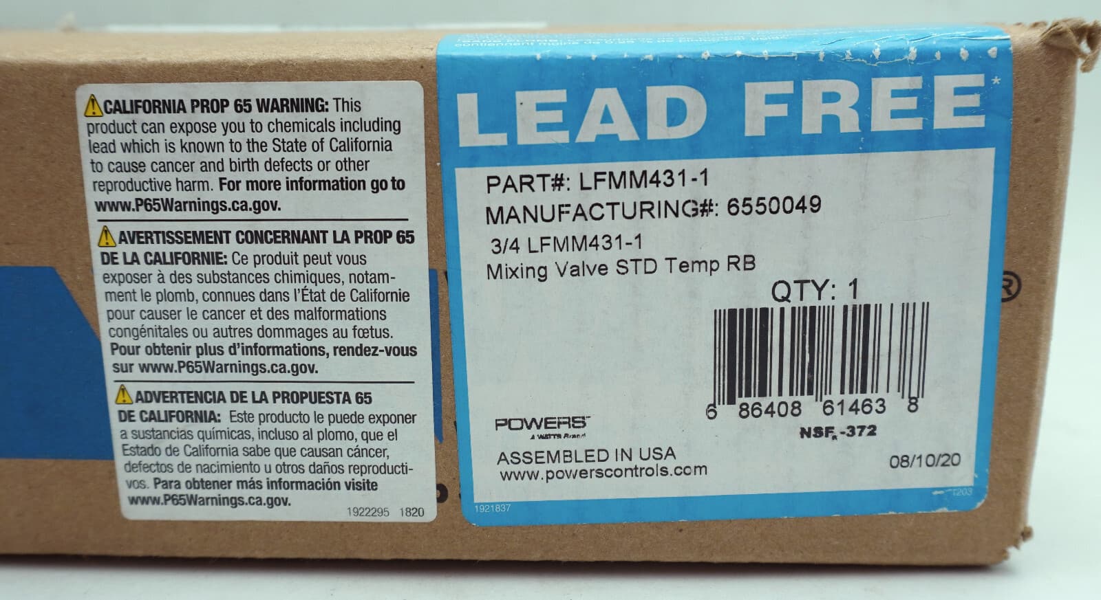 Powers Hydroguard LFMM431-1 3/4 in Mixing Valve LF Rough Bronze 6