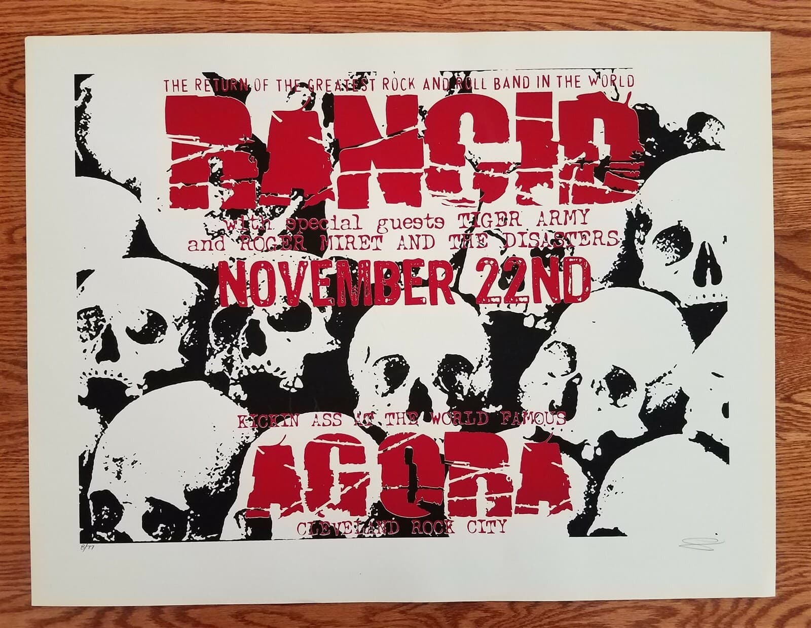 Rancid Poster with special guests Tiger Army, Roger Miret, The Disasters Nov. 20