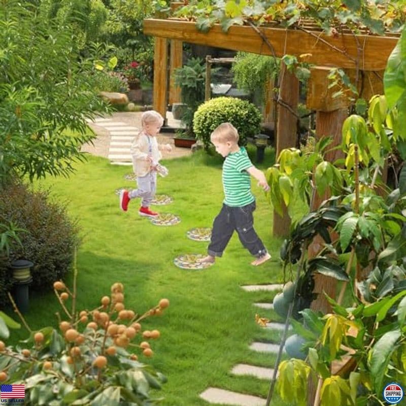 Vibrant Succulent Cement Stepping Stones - Multicolored Outdoor Pavers, 10"x10 6