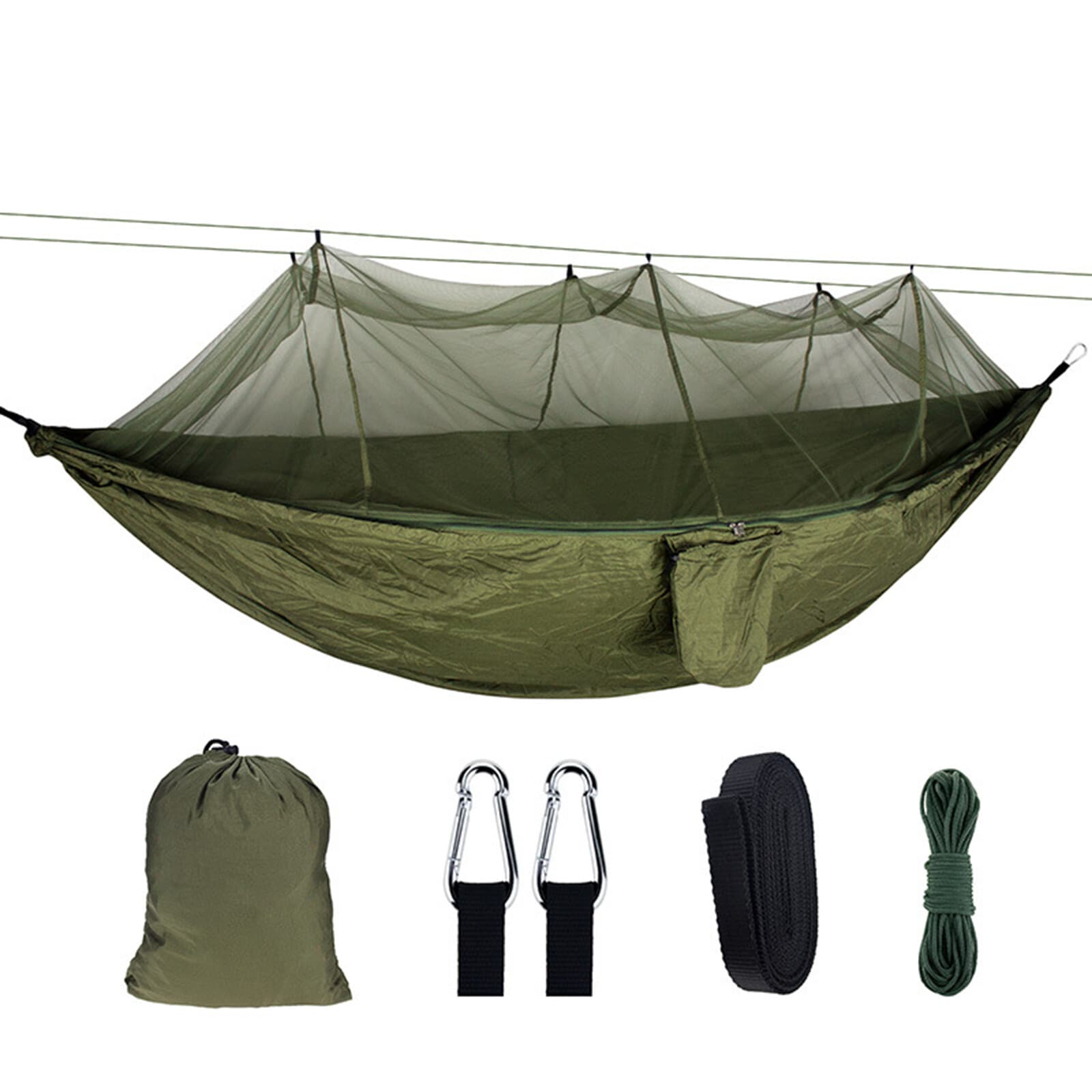 2 Person Double Camping Hammock Chair Bed w/ Mosquito Net Outdoor Swing Sleeping