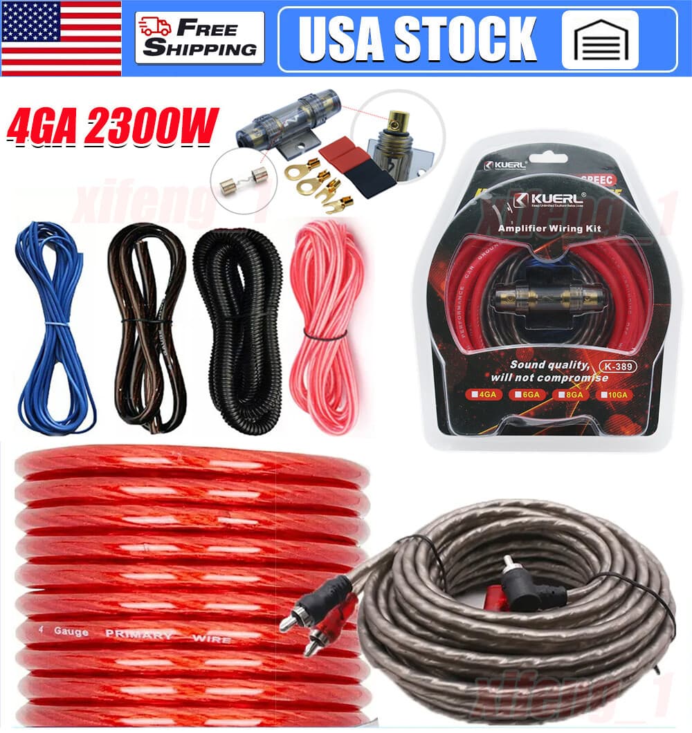 4 Gauge Car Audio Cable Kit Amplifier Install Amp RCA Subwoofer Sub Wiring 2300W
