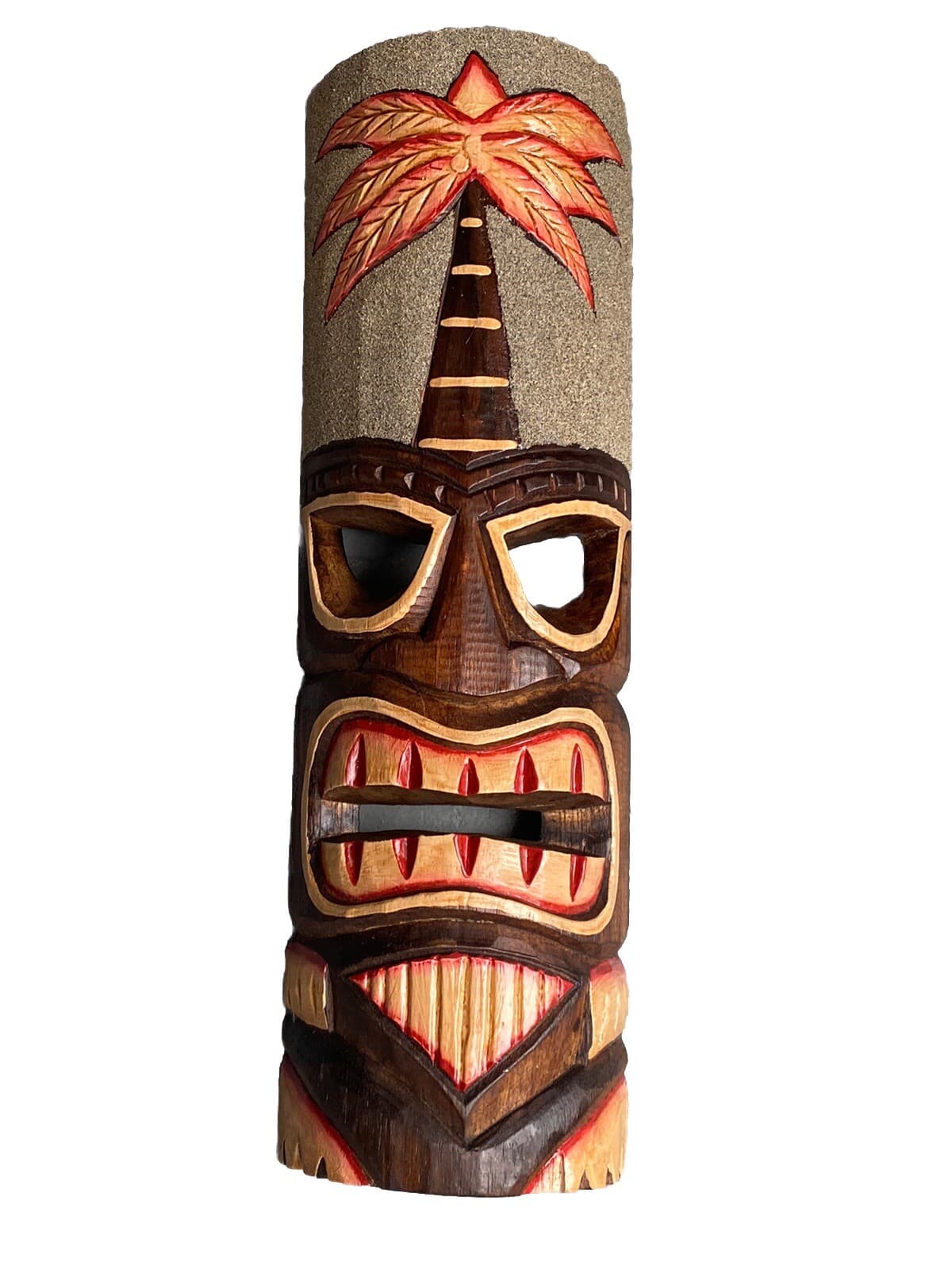 20” TIKI MASK WALL HANGER WOOD TIKI BAR HANGING WOOD ART
