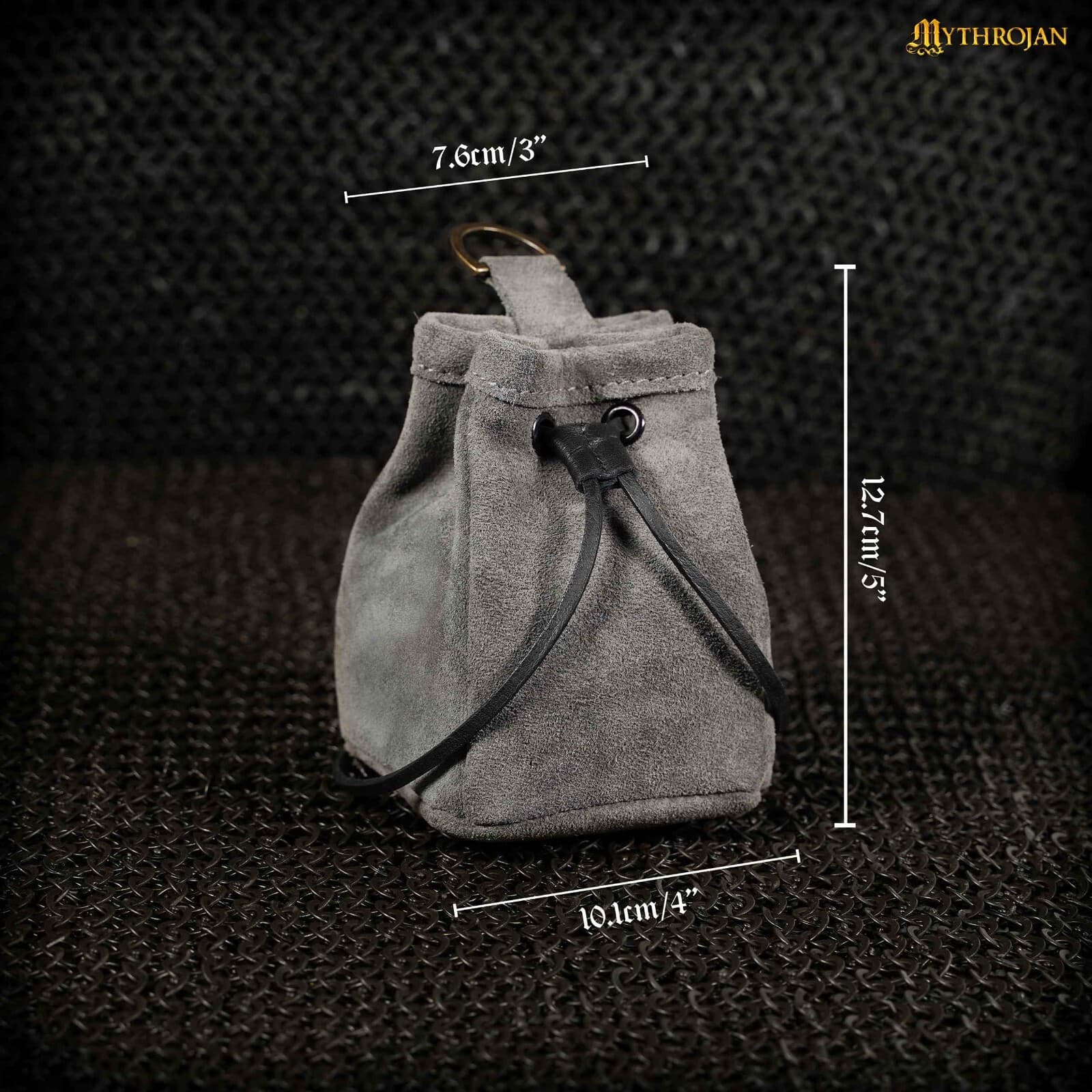 Medieval Belt Bag Suede Leather Pouch Renaissance Cosplay Costume Accessory Grey 2