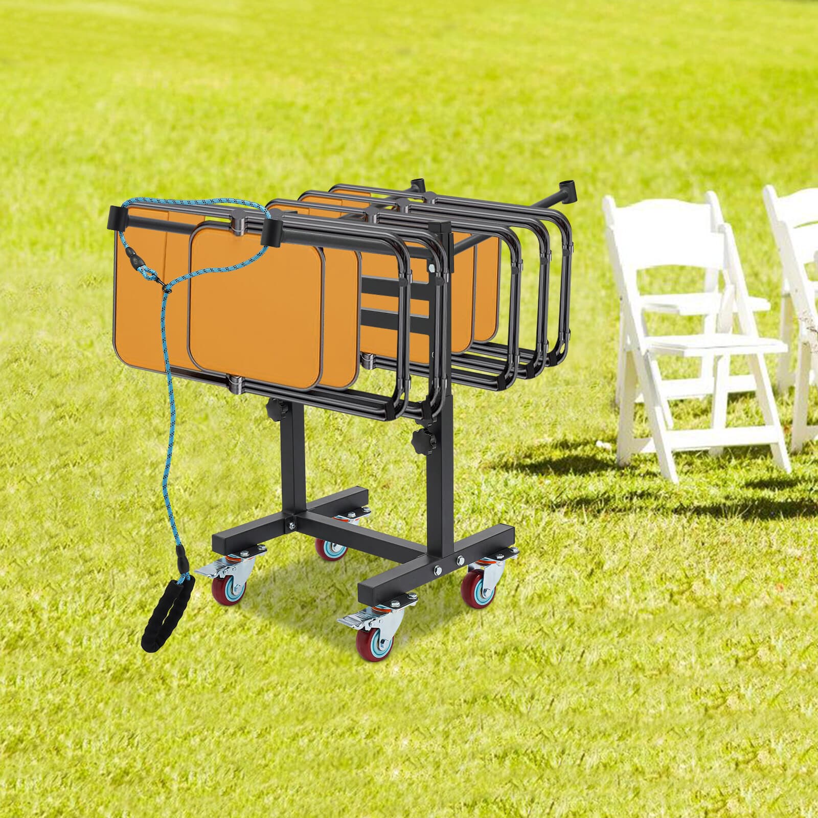 Floor Standing Folding Chair Rack Black Adjustable Folding Chair Storage Rack 5