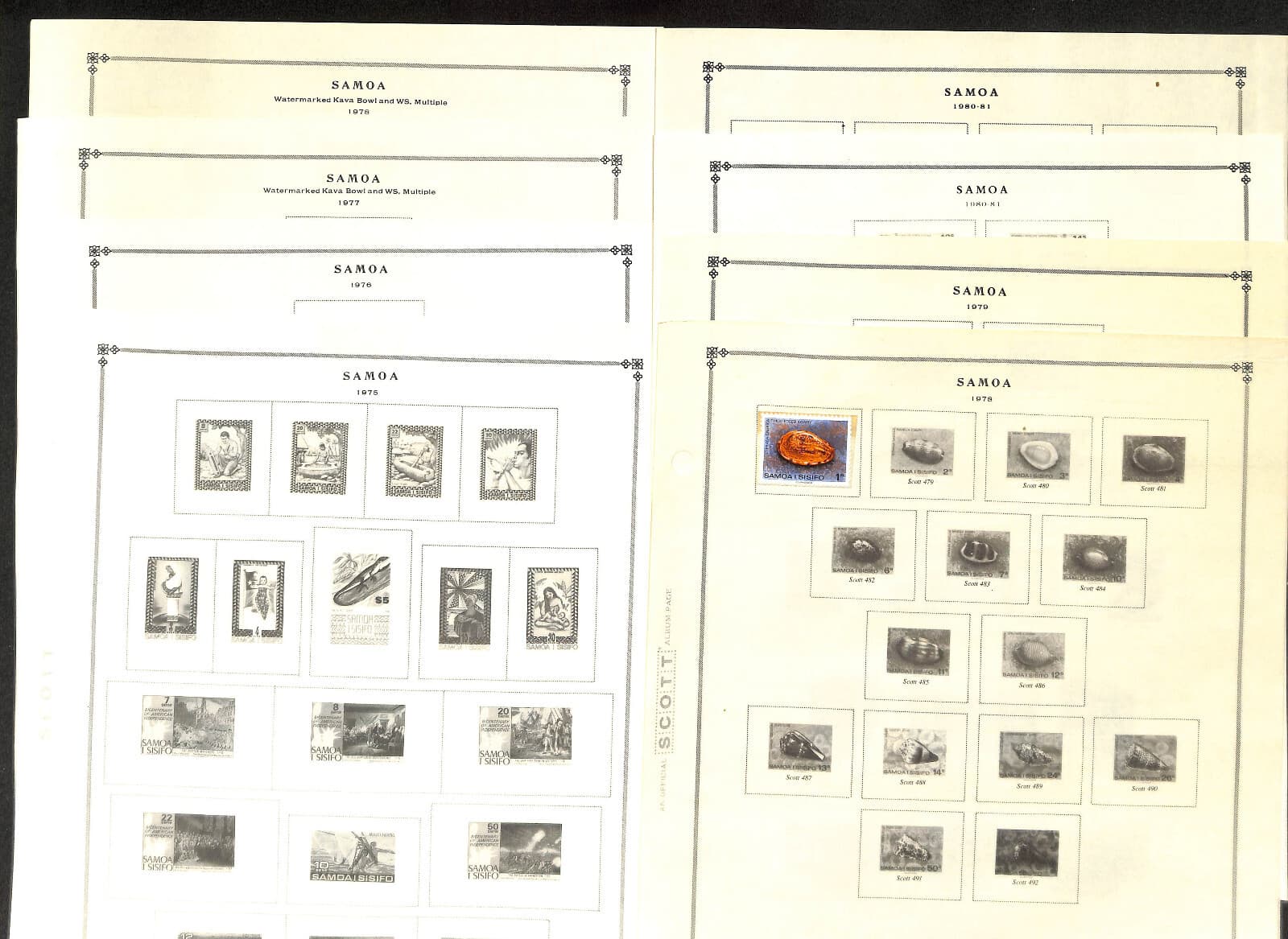Samoa Stamp Collection on 50 Scott International Pages 1887-1984 +Extra Pages 5