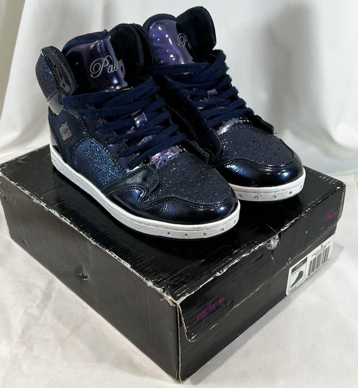 Pastry Women's Glam Pie Glitter High-Top Sneaker Dance Shoes Navy Blue SZ 6 2