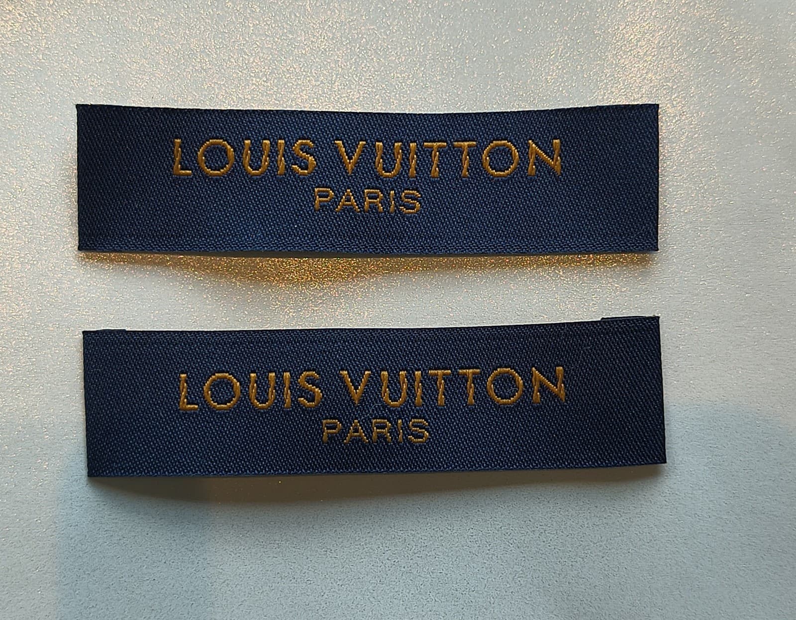 2 Designer Sewing Replacement Clothing Tags LV Label 2.25" X .6"