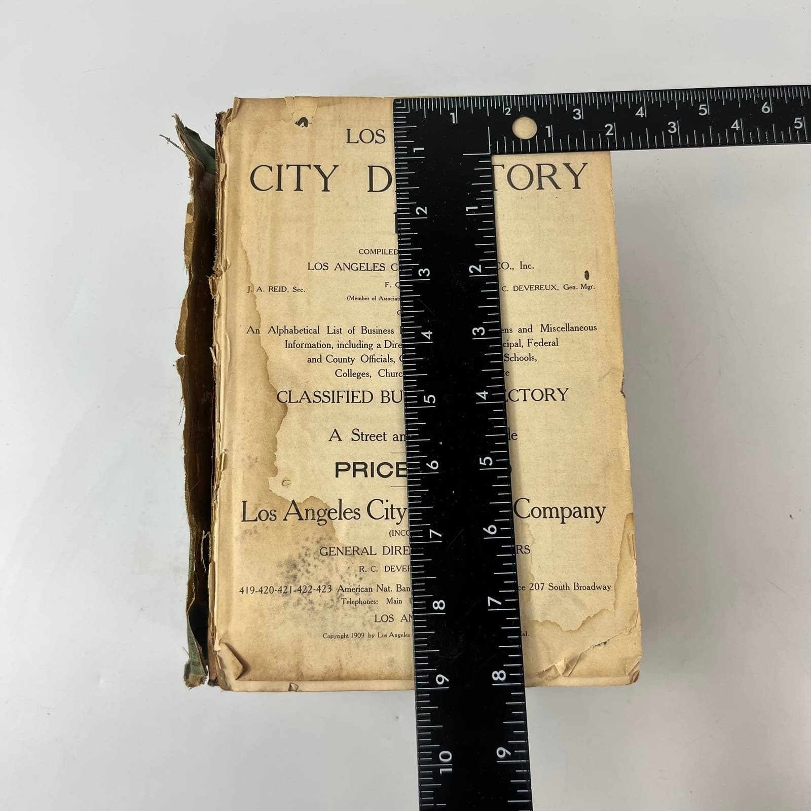 1909 Los Angeles CA City Directory POOR Ancestry Genealogy Antique Vtg Reference 6