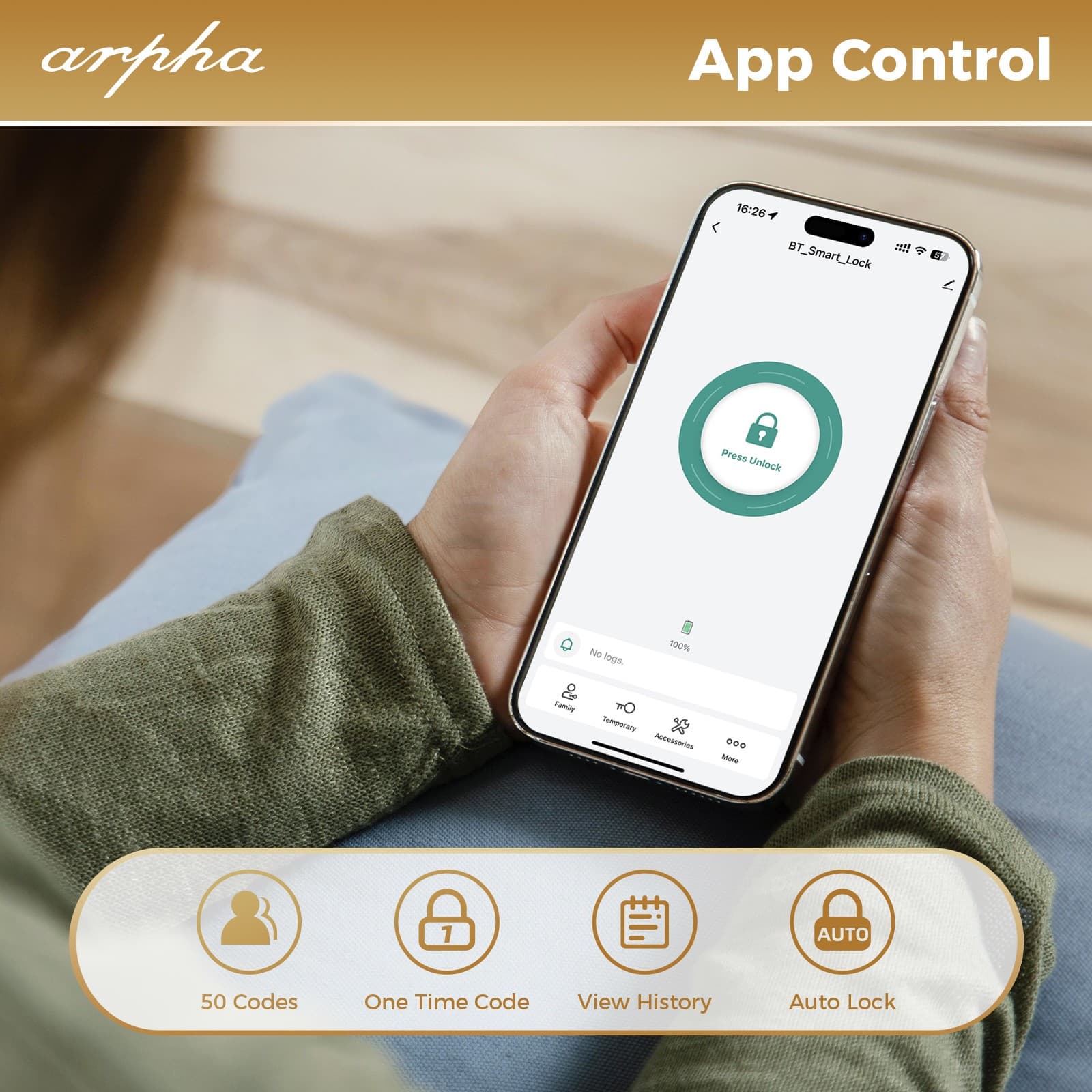 ARPHA Keyless Entry Smart Door Lock Fingerprint Electronic Keypad App Control 5