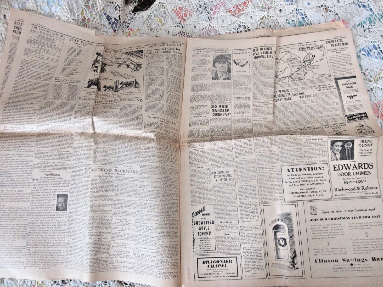 Newspaper WW2 Clinton Hearald Iowa 12/6/1941 "JAPS HOSTILE " PRE-PEARL HAROR 5