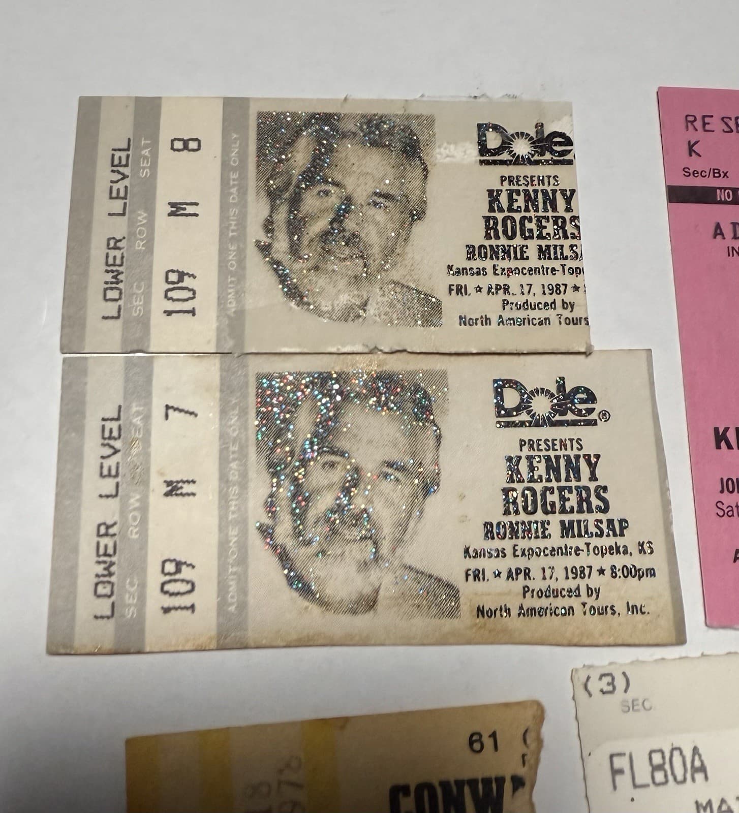 Concert Tickets KENNY ROGERS Conway Twitty & Anne Murray - 1978 1985 1987 1993 2