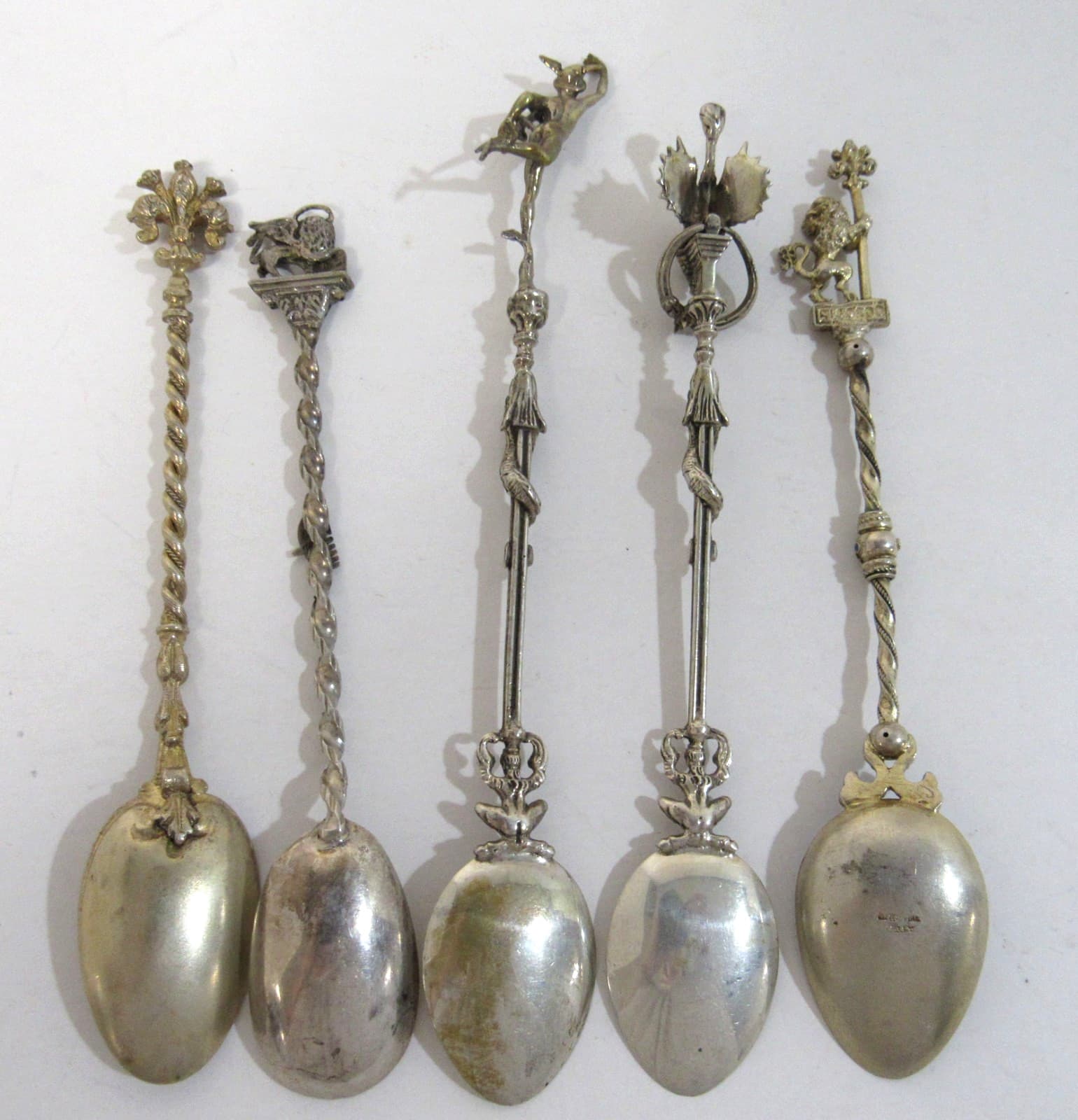 Set of 5 Antique Silver Spoons from Italy Florence Venice Rome Ornate & Detailed 6