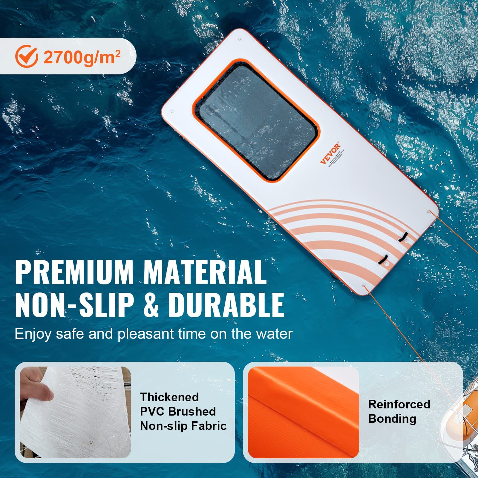 VEVOR Inflatable Floating Dock 15x6.5FT Water Dock Platform with 4*6FT Mesh Pool 3